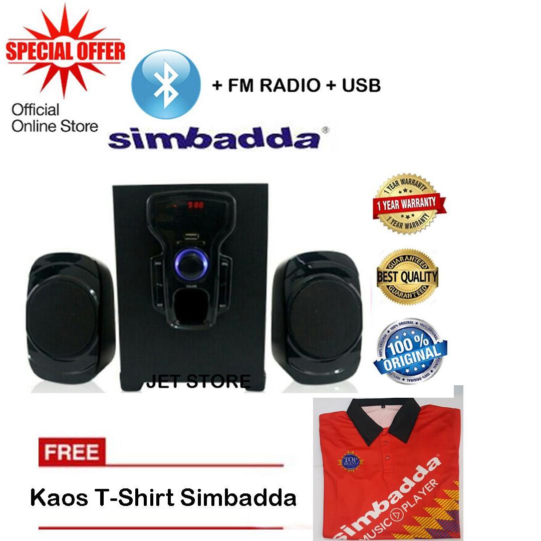 Simbadda Speaker CST 2000N+ Music Player, BLUETOOTH, USB,MMC & RADIO FM. + Kaos T-Shirt warna Random