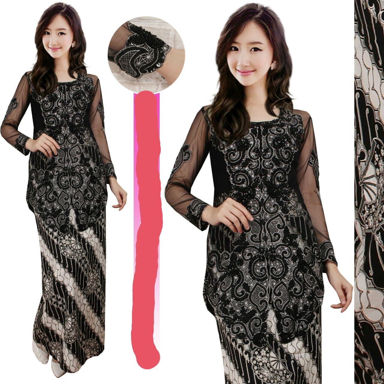 STELAN KEBAYA ENCIM MURAH / STELAN KEBAYA PESTA KANCING LURUS WARNA HITAM SIZE M L XL ( PLUS INNER)
