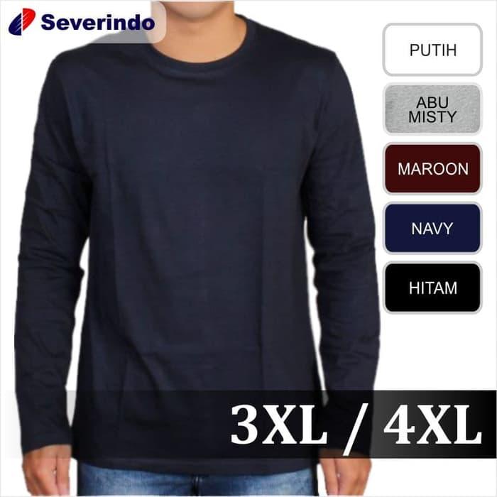 Diskon 10% Jumbo Size - Kaos Polos Lengan Panjang Katun Big Size Jumbo - Tulis Warna, 3Xl - ready stock