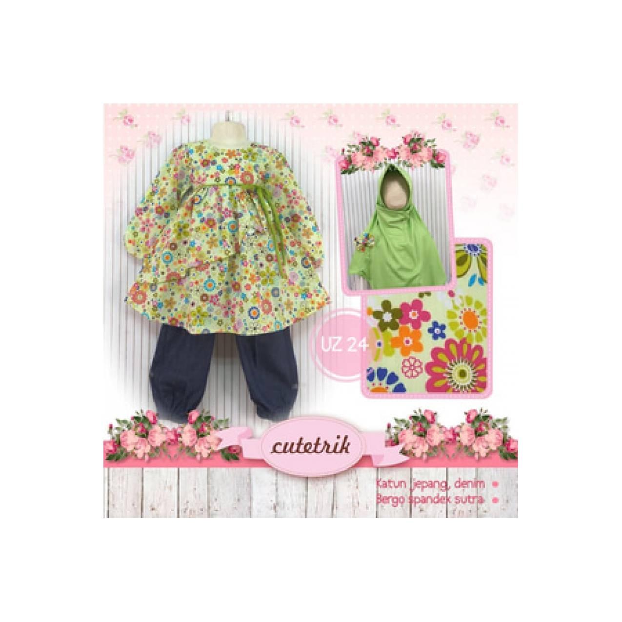 BAJU Anak Tunik Joger Bergo Cutetrik UZ 24 Size L -XL Original