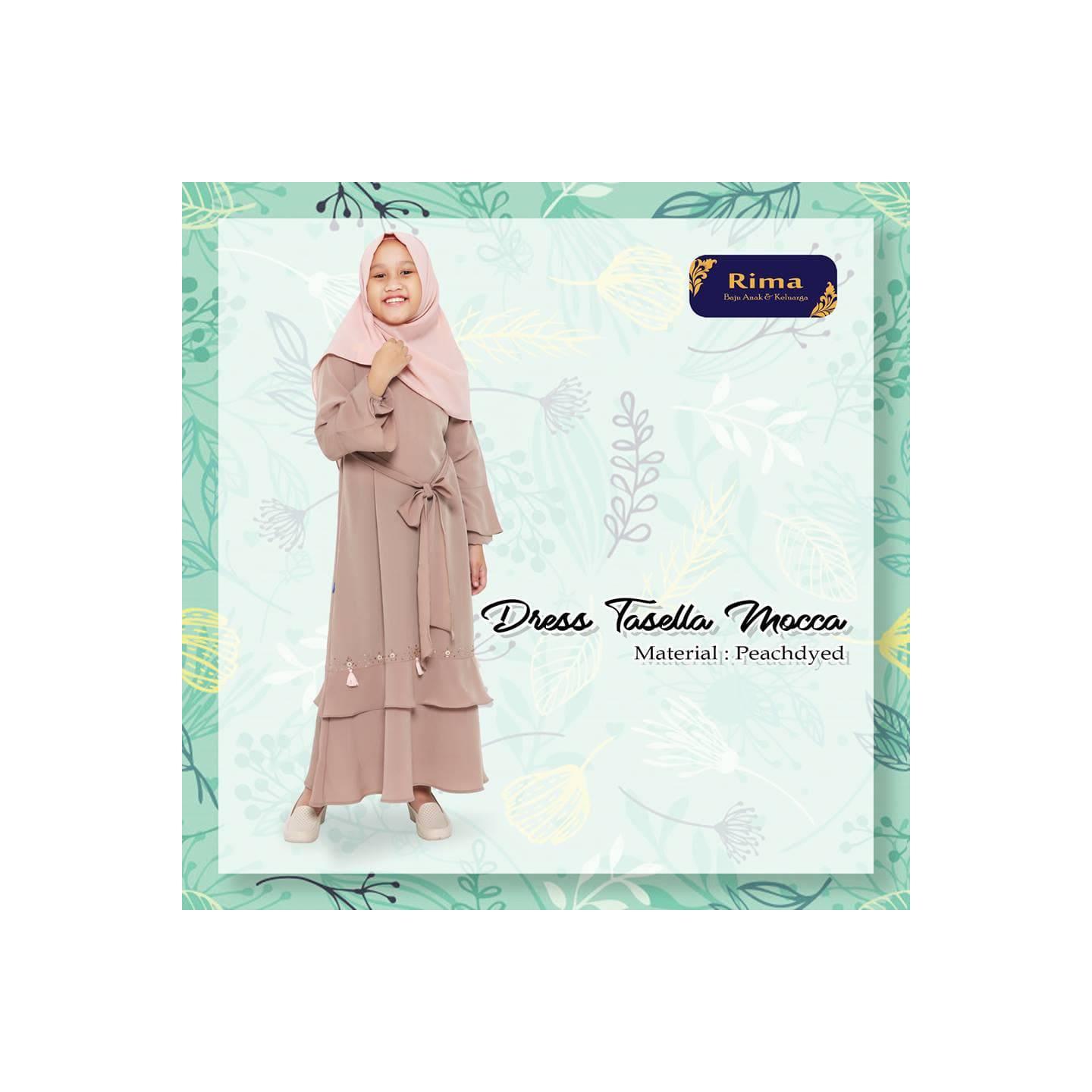 RIMA DRESS TASELLA MOCCA Size 12 - Gamis Anak - Gamis Couple Keluarga