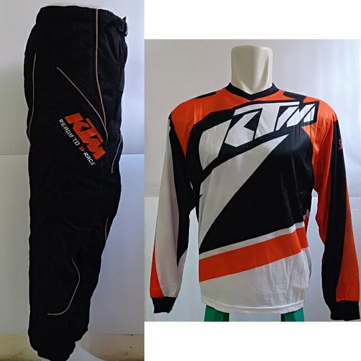 Premium Jersey Celana Setelan Trail Cross Motocross Hitam Oren K Lokal