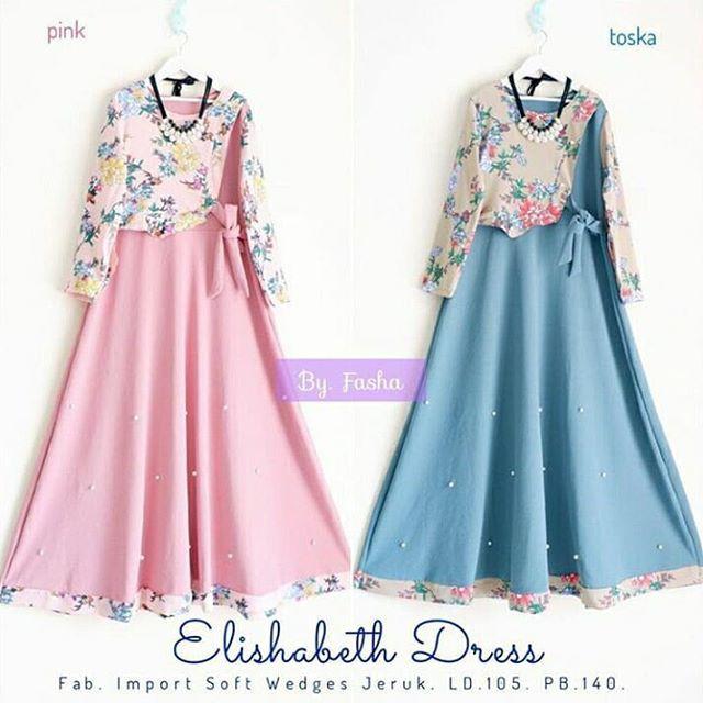 (TERBARU) TERMURAH Elizabeth dress wolfis /Gamis katun /gamis jumbo/syari/baju gamis//muslim gamis/balotelli (Pink (favorite))