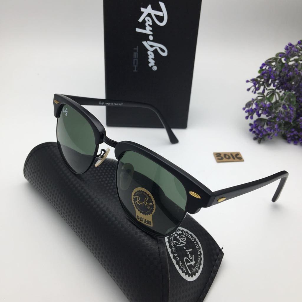 Kacamata Rayban Clubmaster Kaca Sunglasses Pria Wanita Hitam Silver