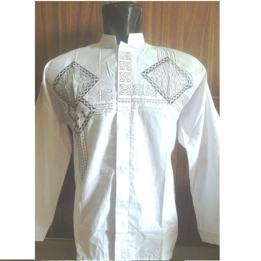 Baju Koko Untuk Pria bahan Katun Bordir Hitam Tangan Panjang