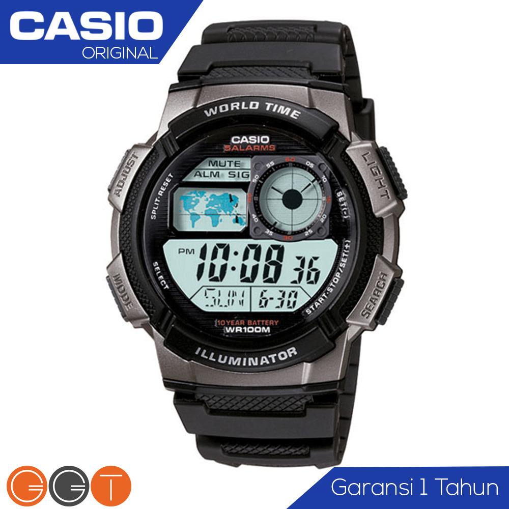 CASIO Illuminator AE-1000W - Jam Tangan Pria - Tali Karet - Digital Movement - Hitam / Jam Tangan Digital Pria / Casio Digital