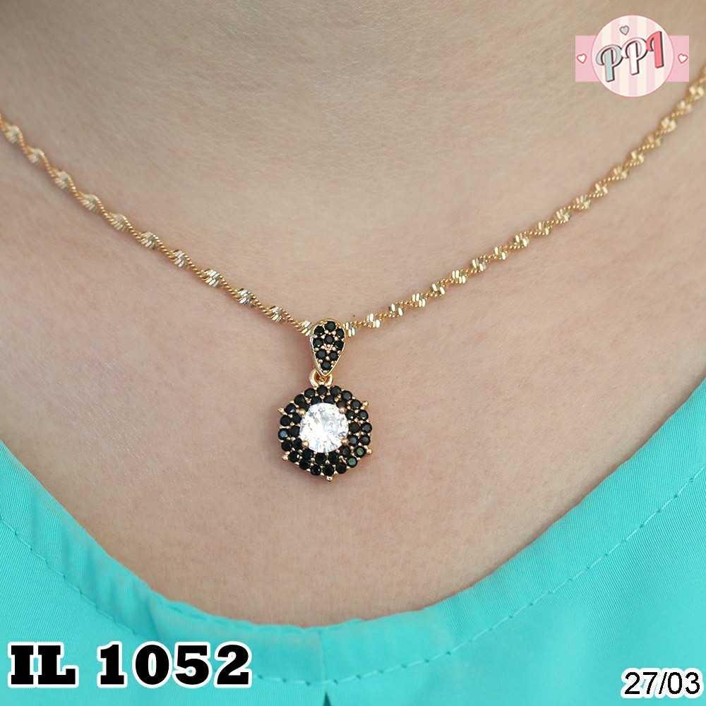 Kalung Liontin Permata Hitam Lapis Emas L 1052
