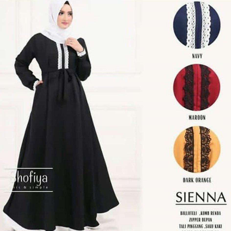 Gamis Siena Maxi Tangan Panjang Wanita Dewasa - Gamis Polos Baloteli Busana Muslim Wanita Gamis Murah Baju Lebaran Baju Pesta