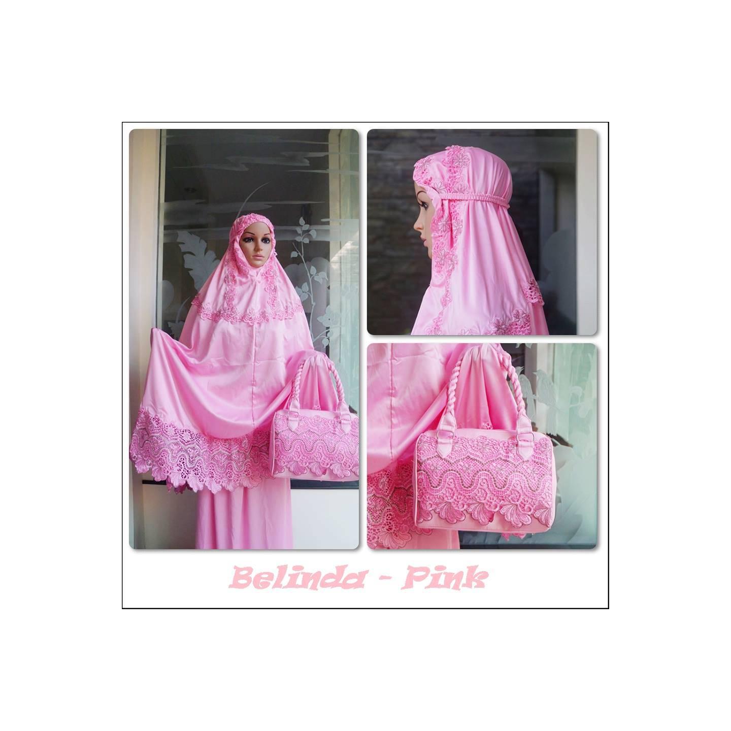 PMM - Mukena Dewasa Semi Sutra Lace Belinda Pink Mukenah Mahar Nikah C