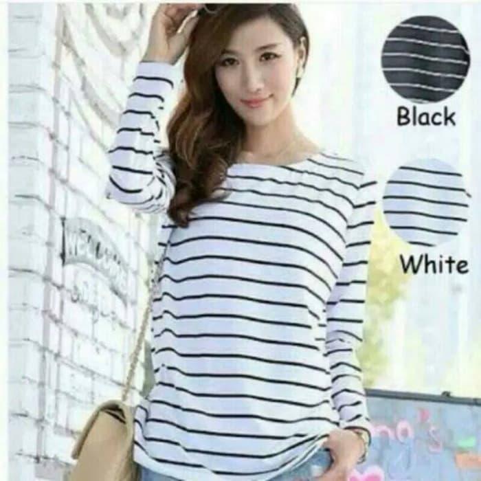 Stripe tee XL ( Jumbo ) /Atasan wanita / kaos belang