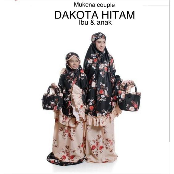 Stok Terbatas !!! Mukena Couple Ibu Dan Anak Katun Jepang Dakota Hitam Mekena Dewasa Fashion Muslim ()