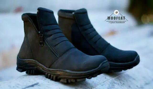 sepatu boot pria crocodile struts zipper sleting boots safety ujung besi work's tracking proyek