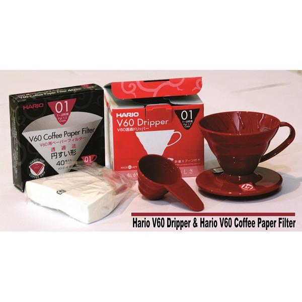 Hario V60 Dripper untuk 1-2 Cup dan Paper Filter isi 40 Pour Over Kit - Alat Kopi Gaharu