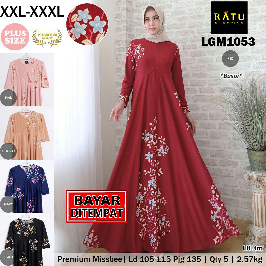 RATU SHOPPING Gamis jumbo size XXL XXXL Spesial lebaran baju muslim idul fitri ramadhan ceria Lgm1053