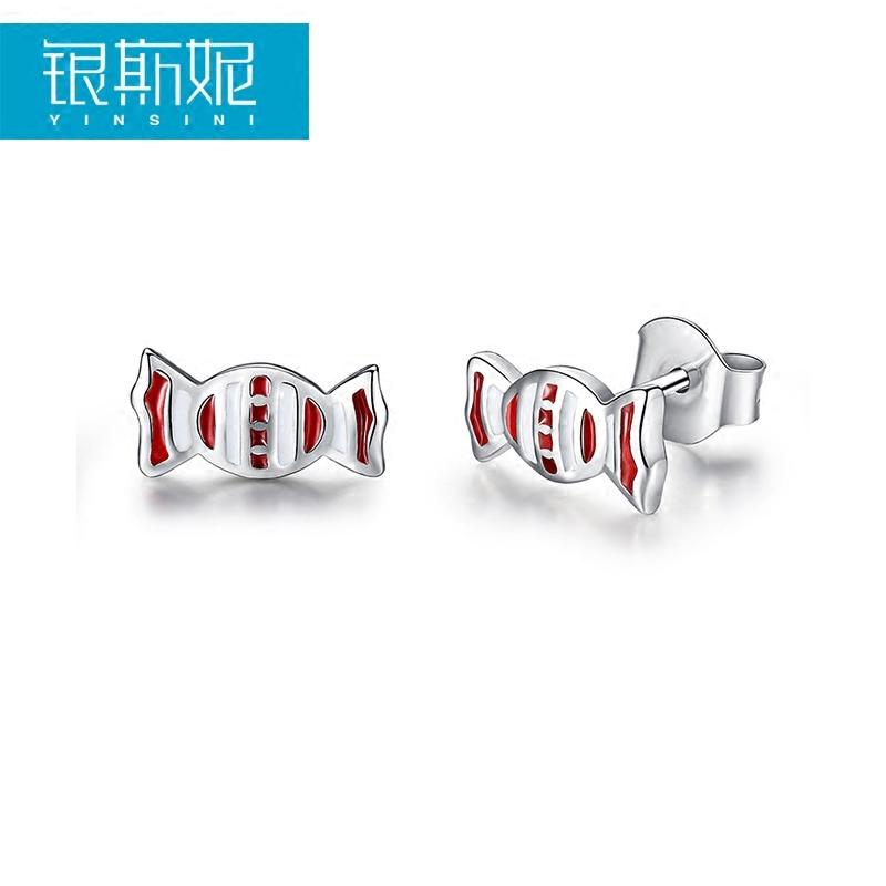 Perak Here Anting Aksesoris Permen Perempuan Anak Perempuan Sterling Perak