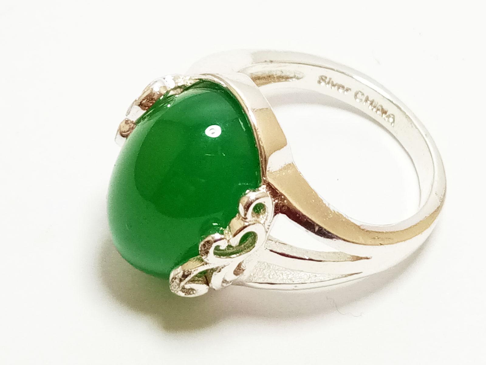 VeE Cincin Wanita Sterling Silver Cincin Perak Batu Giok M2