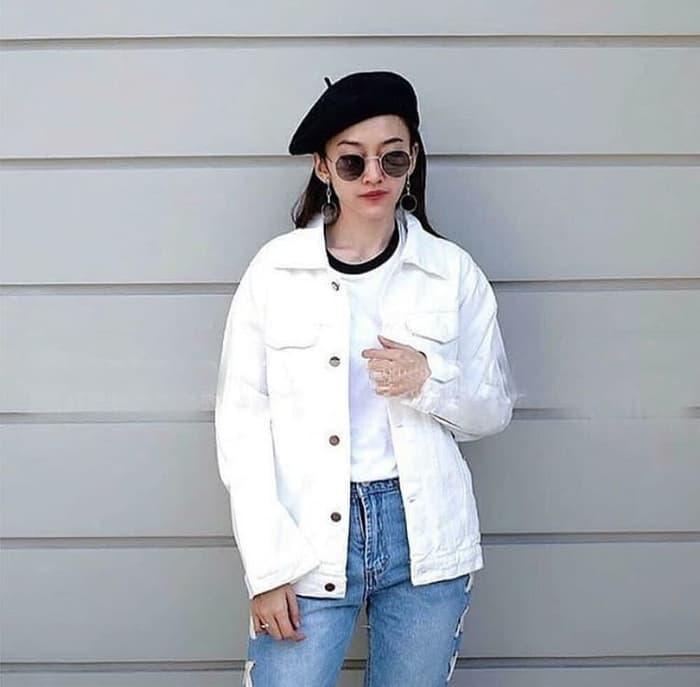 TERLARIS Oversized Jacket jeans Denim ZARA Jaket PUTIH bio blitz Tebal Import