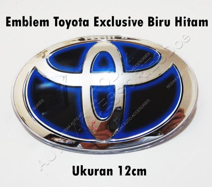 Emblem Logo Toyota ORI Biru Hiitam NEW MODEL 12 CM