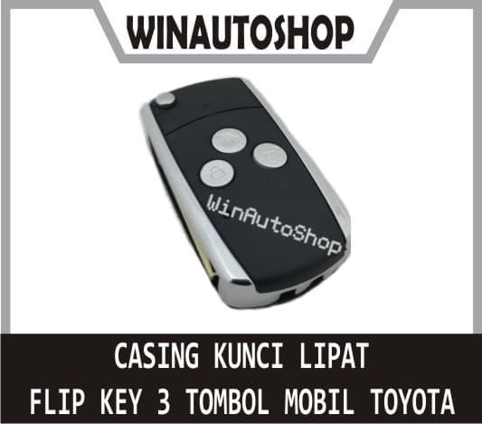 Stok Ready Casing Cover Kunci Lipat Flip Key 3 Tombol untuk Innova, Yaris, dll