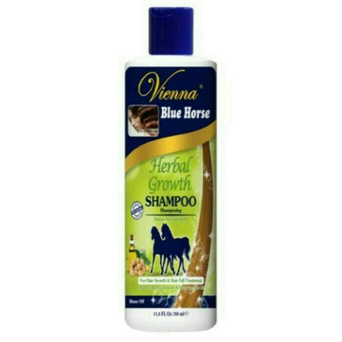 BPOM Vienna Shampoo Blue Horse Herbal Growth / Shampo Kuda / Pemanjang Rambut Kukui Nut Seed Oil - 350ml