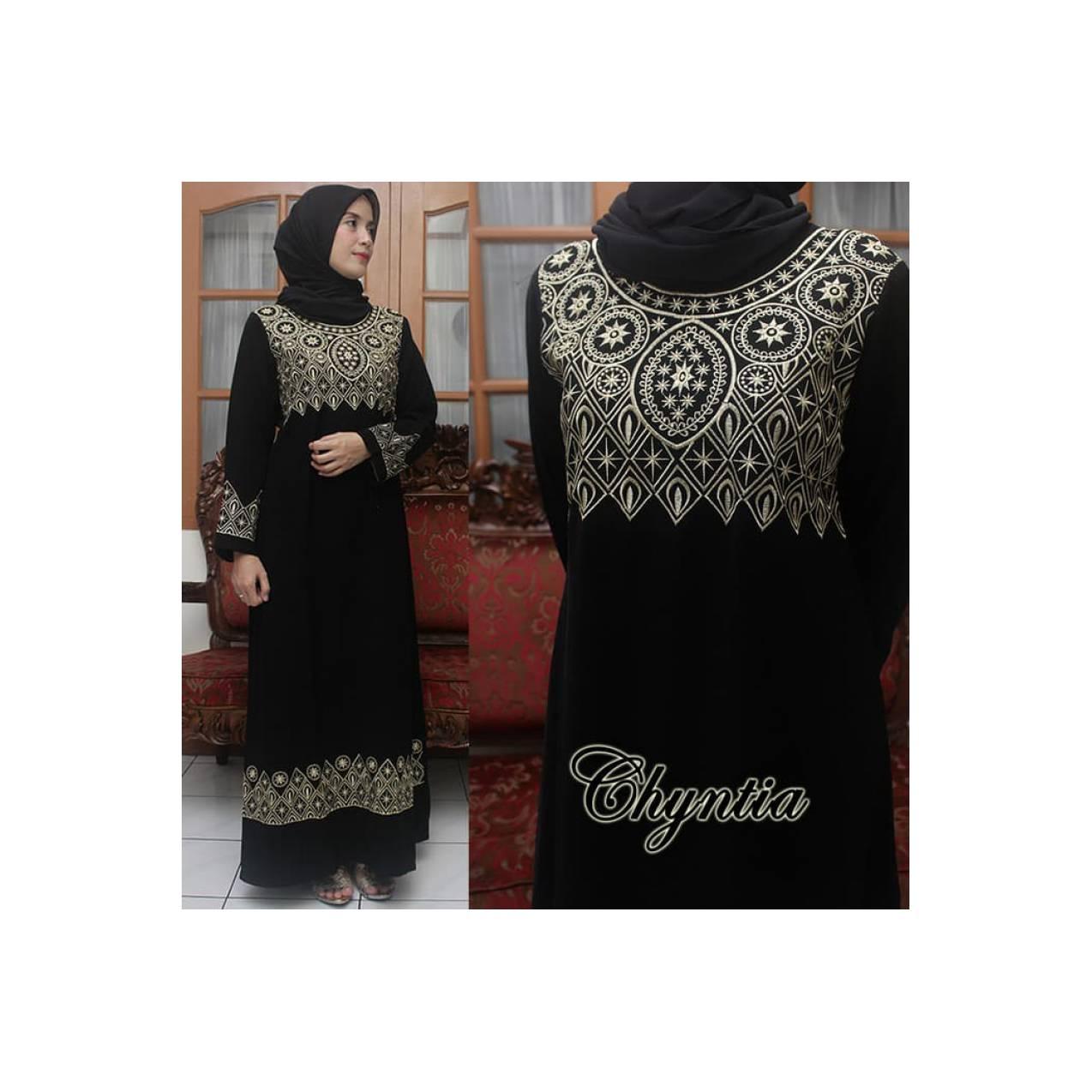 BAJU MUSLIMAH SALE GAMIS ABAYA HITAM EXCLUSIVE GAMIS PESTA BORDIR CH