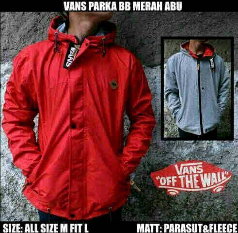 DISKON JAKET SEMI PARKA PARASUT VANS WATERPROOF ANTI AIR PRIA WANITA GROSIR TERMURAH