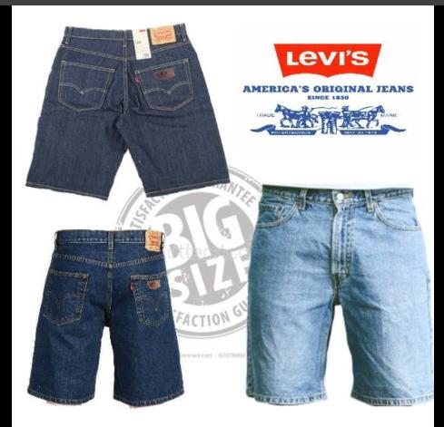 (size 40 - 44) Celana Pendek Jeans ukuran jumbo big size XXXL pria - Hitam, 40