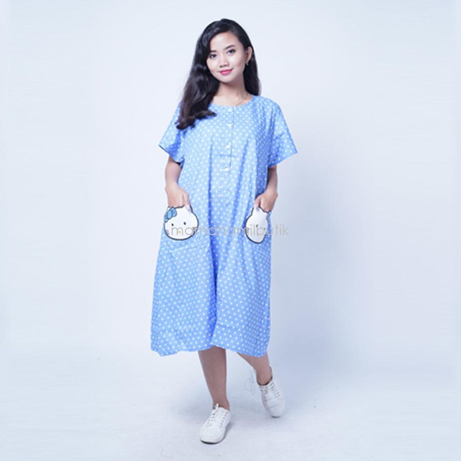 Ning Ayu Daster Hamil Polka Hello Kitty - DS 421 / daster ibu / daster malang / daster ibu hamil / daster menyusui/ daster hamil /daster payung