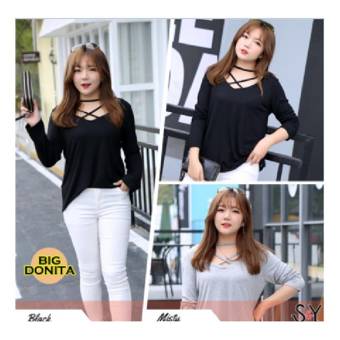 Big Donita Lengan Panjang Blouse Big Size Baju Atasan Wanita Jumbo