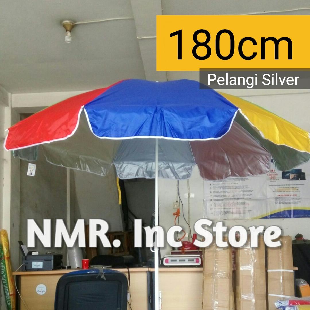 Payung Tenda Pantai Diameter 180cm Pelangi-Silver Anti-UV