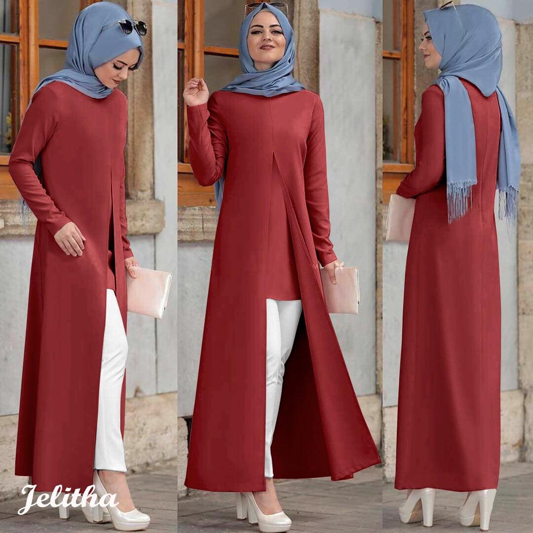 Kualitas Ori! Atasan Panjang + Celana Jersey Jelitha 2 in 1 Premium