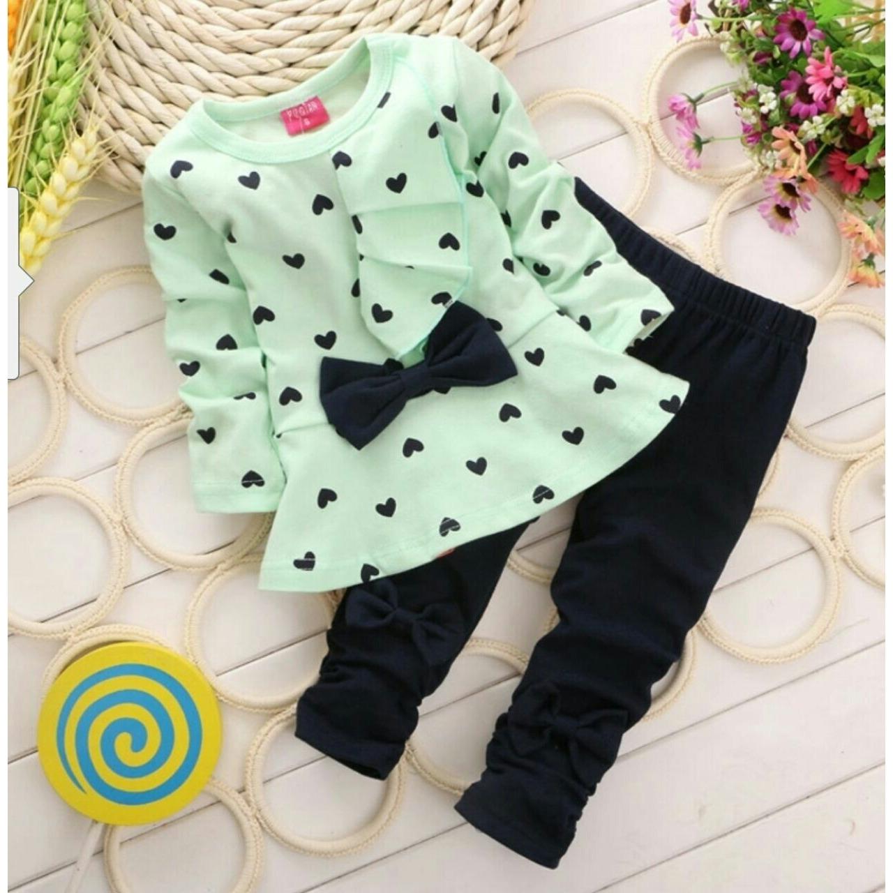 xavier Baju Setelan Anak Love Wanita Lucu / atasan anak perempuan / Usia 2 - 3 Tahun / Baju Setelan Imut / baju dan celana anak / celana anak perempuan