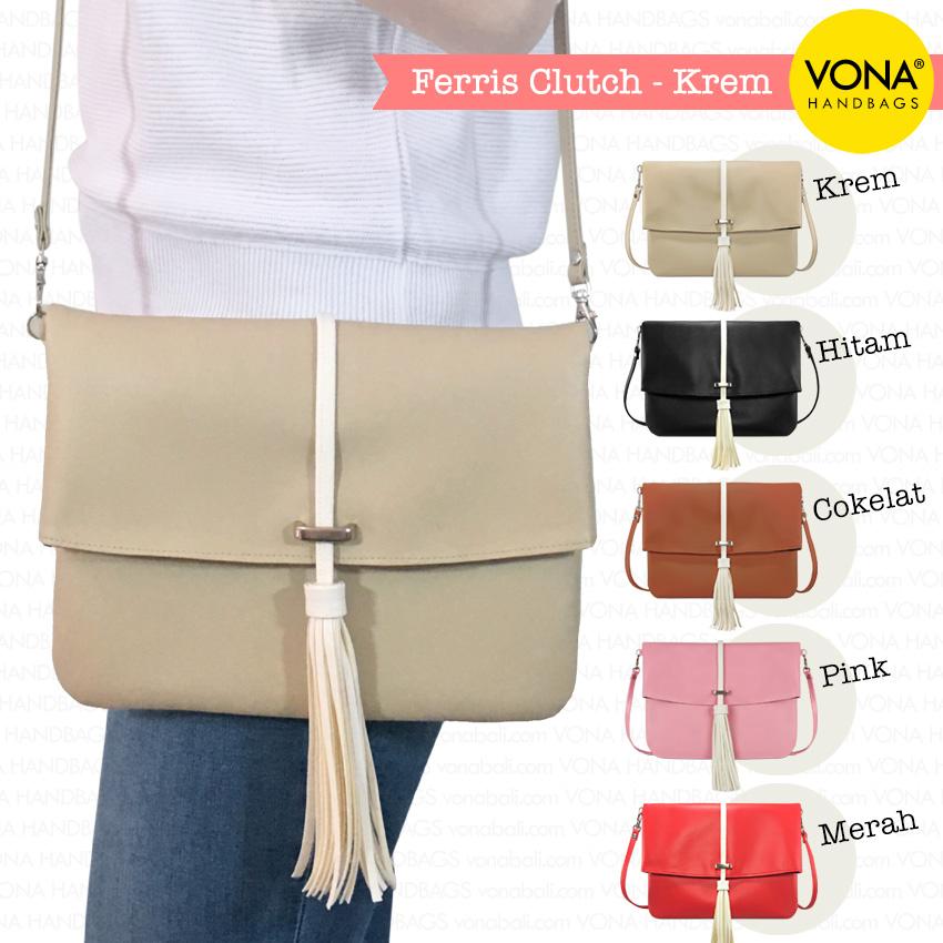 VONA Bags - Ferris - Tas Clutch Tassel Rumbai Bahu Selempang Lipat Mini Sling Shoulder Bag Ladies Girl Crossbody Wanita Handbag Dompet Pouch Remaja Cewek Kulit Sintetis PU Faux Leather Slempang Murah Best Seller New Korean Style Bali Branded Original Asli