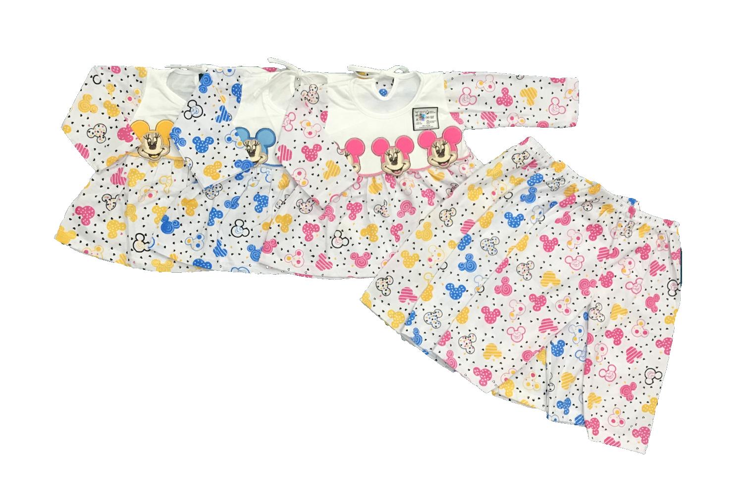 BAYIe - 3 PCS Setelan Baju bayi Panjang Perempuan motif MICKEY MOM'S GIFT usia 0 - 12 bulan / Pakaian anak Cewek