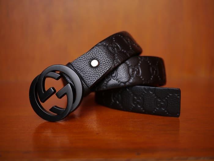 Terbaru!! Ikat Pinggang Pria Gesper Pria Kulit guccci Ct41 Black - ready stock