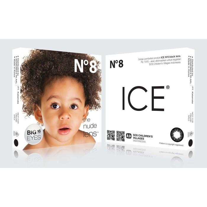 AU - Perawatan Mata Softlens Ice No.8 Big Eyes Black / Hitam No8 N8 X2 Pop - Multicolor