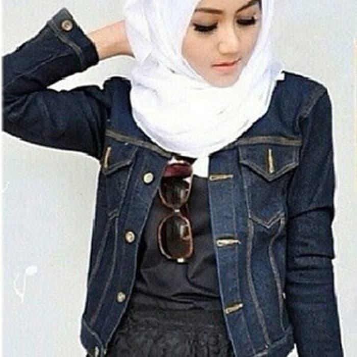 TERLARIS JAKET LEVIS CEWEK BLUEBLACK / JAKET JEANS BIRU DONGKER / HIJAB DENIM