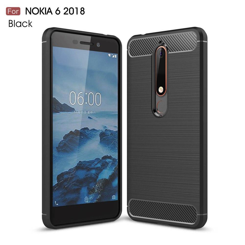 NOKIA 6 2018 Carbon Fiber TPU Brushed Shockproof DELKIN  (Black) Softcase NOKIA 6 2018 Slim Vision Carbon Fiber Soft Case - Delkin Hitam Phone Case For Nokia 6 Cover Shockproof Soft TPU Silicon Carbon Fiber Protector Bumper Cases Cover For Nokia 6 2018