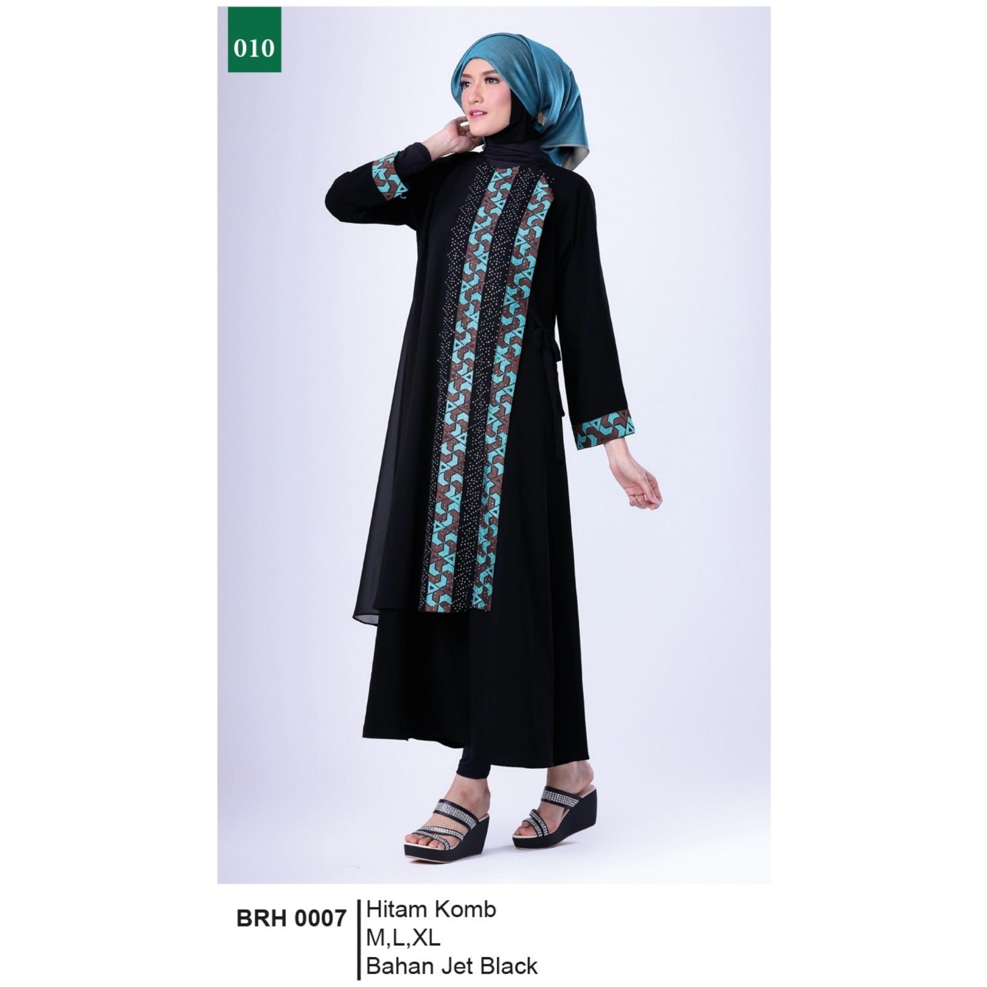 Baju Gamis Muslimah Bahan Jet Black - Hitam Kombinasi