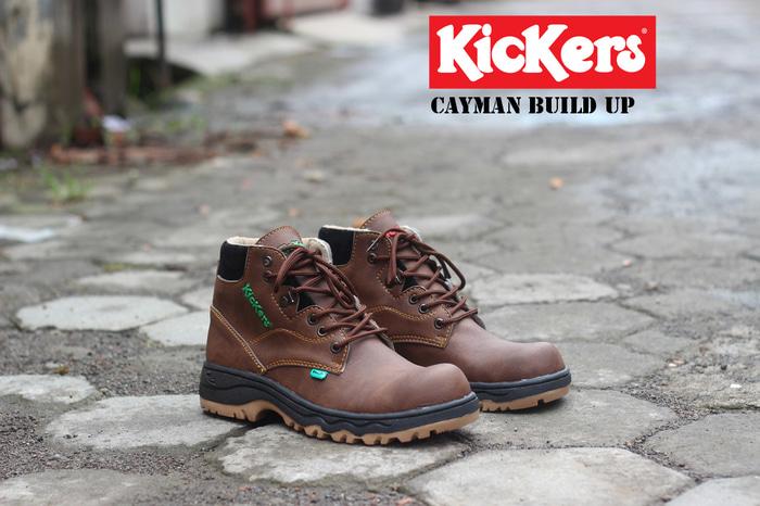 Sepatu boots safety pria kickers cayman hitam coklat