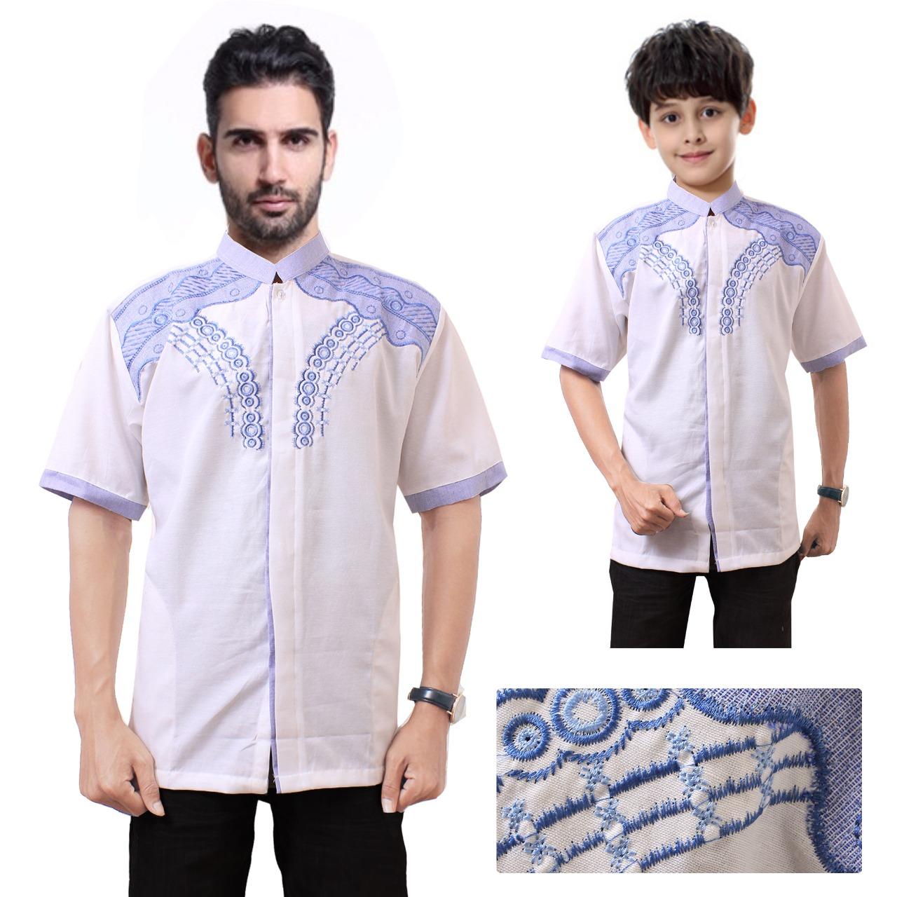 Shining Collection Baju Koko Ivas Kemeja Muslim Lengan Pendek Ayah dan Anak