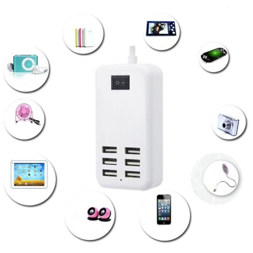 6-port 20 W 4A USB Desktop Charger Kompatibilitas Tinggi fast charger dengan Tombol Daya untuk IPhone 6 dan 6 Plus, IPhone 6 S dan 6 S Plus, IPad Air 2 dan Air, IPad Mini 3, Samsung, Sony, US Plug-Intl