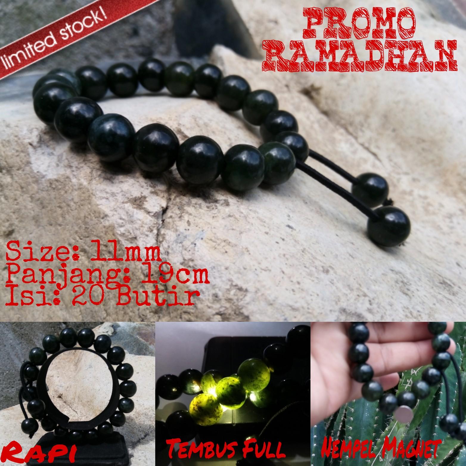 Gelang Tasbih Natural Giok Black Jade Aceh Terapi Super