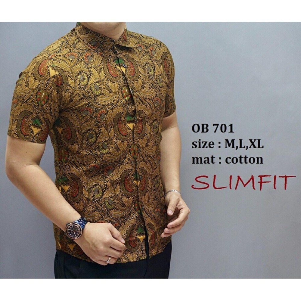 Kemeja Batik Pria Slim Fit Lengan Pendek 0987
