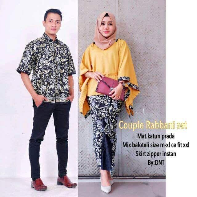 TERMURAH - Batik Couple / Couple Batik / Batik Sarimbit Rabbani Kuning