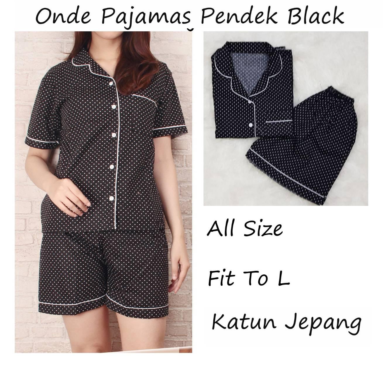 AG Apparel Piyama Onde Hotpants Lengan Pendek Hitam / Piyama Murah / Piyama Polos / Celana Pendek / Setelan Wanita / Piyama Karakter / Baju Santai / Daster Murah / Baju Tidur Wanita / Piyama Satin / Baju Santai / Lingerie / Piyama Wanita / Blouse Wanita