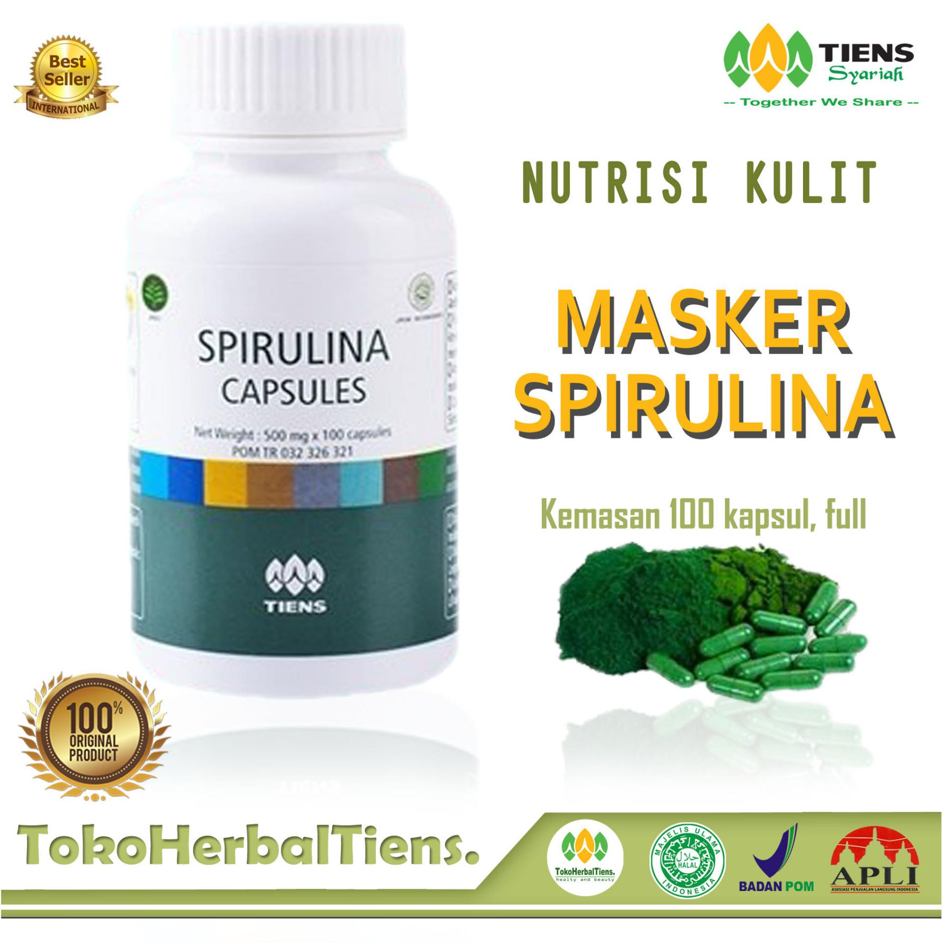 Tiens Spirulina Masker Pemutih Wajah Alami no 1 di LAZADA PROMO Gratis Kuas Cantik Paket 100 capsul full