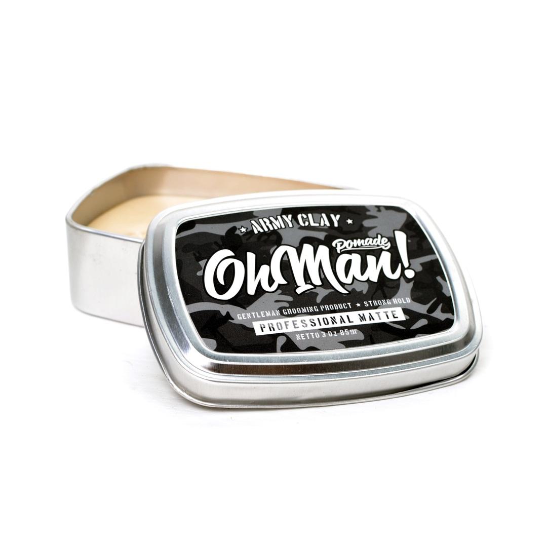 Pomade Oh Man Baby Army Clay Matte - Claymate / Clay Based - Free Sisir Saku - Oh Man! Hair Wax - Minyak Rambut