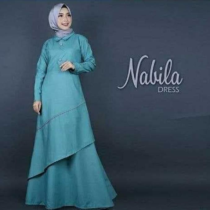 Diskon 45% Baju Atasan Muslim Murah /Gamis Murah Nabila Dres | Baju Lebaran Muslim Wanita Anak Pria