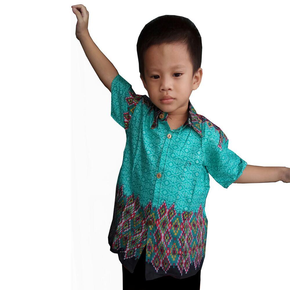 Glow fashion Atasan kemeja batik anak pria jumbo short shirt Ricky